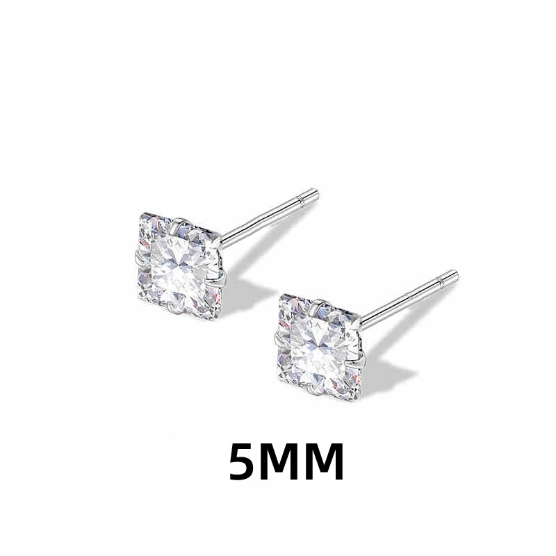 5MM 스퀘어 이어링 / 구리(화이트 골드)