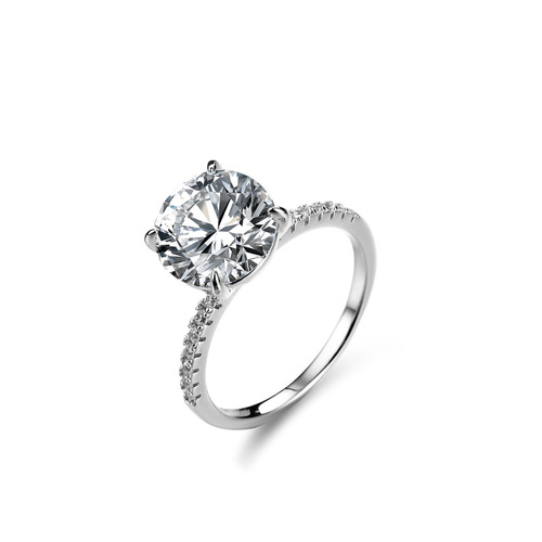 Classic Four-claw S925 Pure Silver Ring with 5 Carat Moissanite Diamond Ring for Women, Dove Egg Wedding Band Live Stream