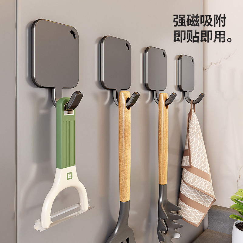 Gancho de succión magnética puerta sin perforación detrás de la pared de succión gancho magnético de carga fuerte gancho lateral del refrigerador percha de almacenamiento de cocina