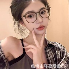 新型冷茶色近視鏡超軽量trメガネ韓国版ブルーレイ防止平光鏡フレームメガネins