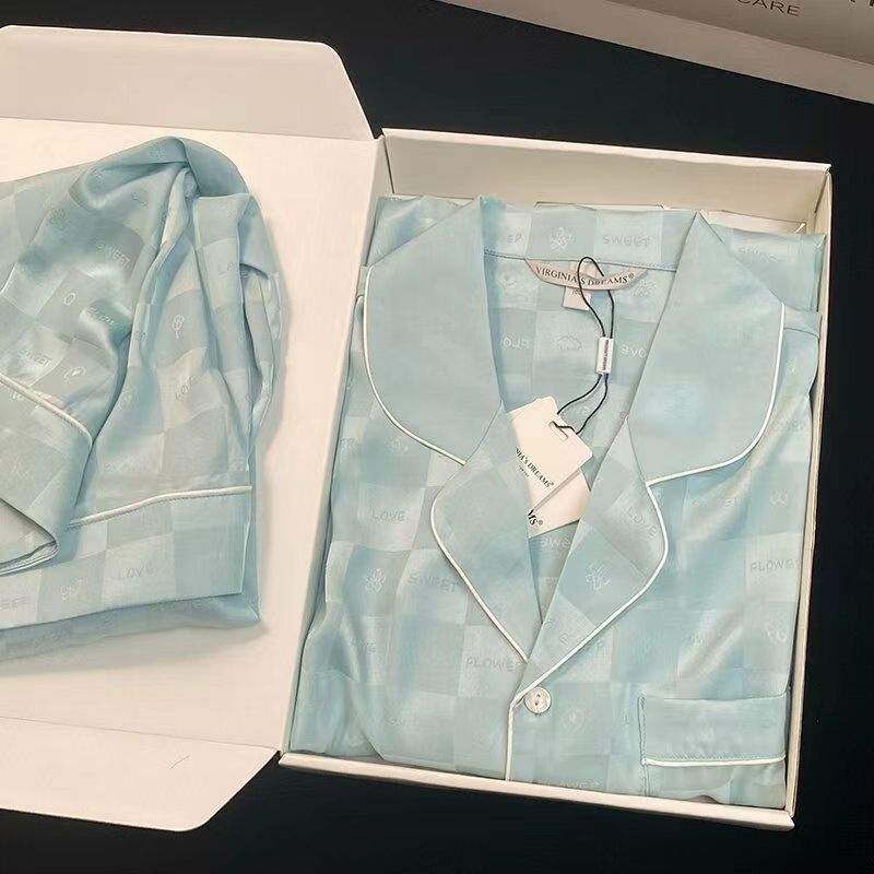 新しいパジャマの女性の夏の氷の薄い半袖ins風の高級感は女性の部屋の服のスーツを着ることができます。|undefined