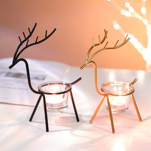 Modern Iron Candlestick Romantic Retro Home Hotel Dining Table INS Romantic Candlelight Dinner Decor Candlestick Ornament