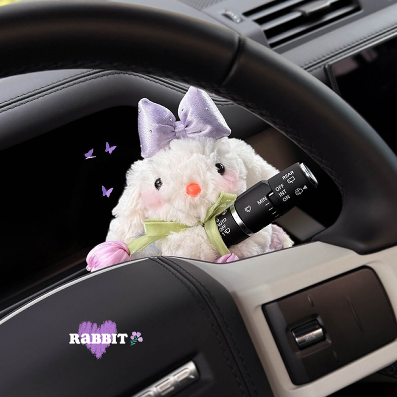 Cute conejo coche muñeca muñeca interior limpiaparabrisas luces de dirección muñeca decoración decoración de alta calidad 2025 nuevo