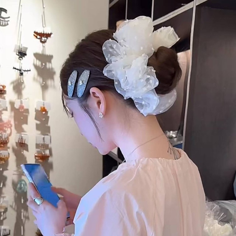 Cuerda para el cabello de intestino grueso retro francés para mujer, satén de alta gama, cuerda para el cabello coreana, cuerda para el cabello Mori, accesorios para el cabello, tocado grande