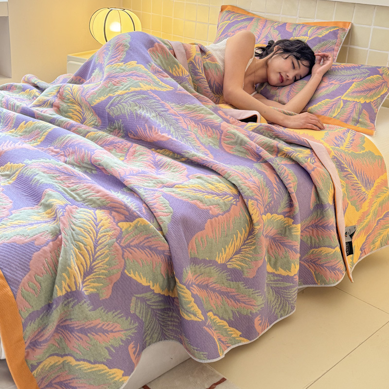 Manta de gasa de tres capas, aire acondicionado, sofá, manta, manta para la siesta, manta, edredón de toalla de descanso para cama, juego de tres piezas de verano