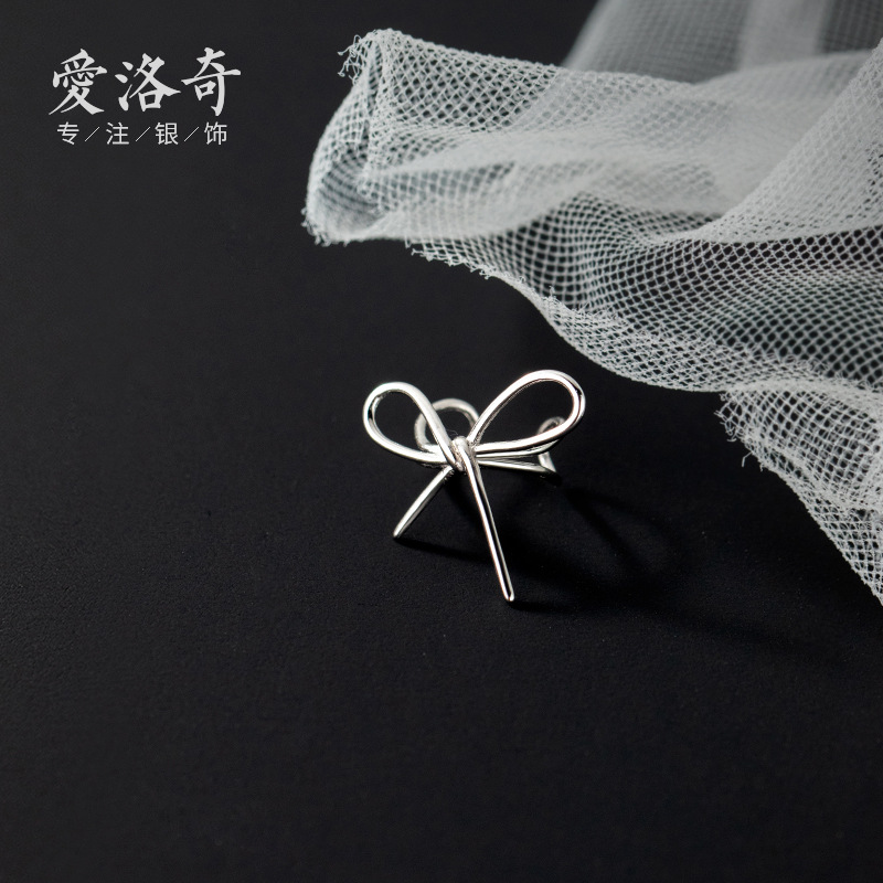 Eloch s925 línea de arco plateado de verano orejas de hueso de orejas japonesas y coreanas sin agujeros de orejas orejas para orejas G9251