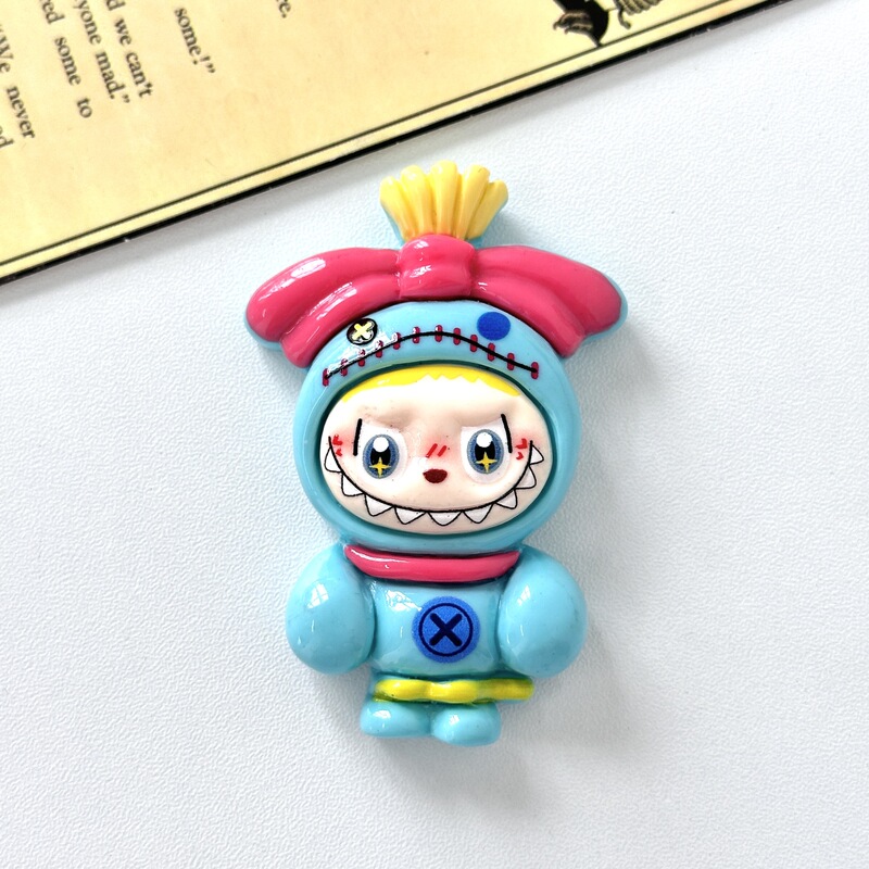 新しい漫画かわいいラブブ半透明ソリッドカラー冷蔵庫マグネット樹脂アクセサリー三次元装飾磁気ステッカー|undefined