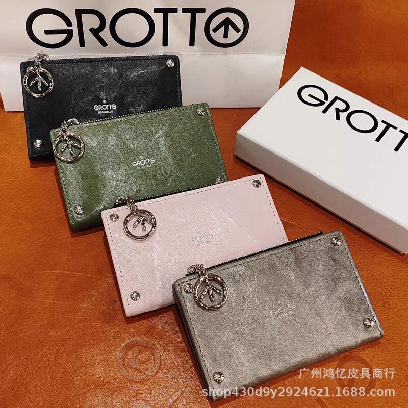 Grott0 Arrow-Shaped Sheepskin Multi-Card Slot Couple's Simple Long Card Holder Genuine Leather Zipper Coin Purse Grott0 Arrow-Shaped Sheepskin Multi-Card Slot Couple's Simple Long Card Holder Genuine Leather Zipper Coin Purse