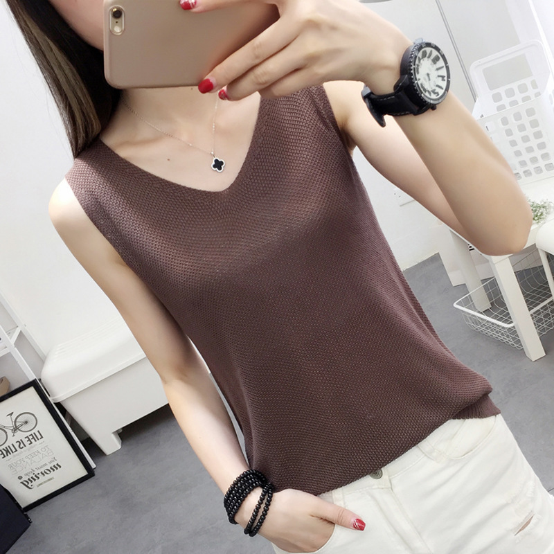 Fat mm Camisole Belly Covering Base Shirt Women's Sleeveless Top Knitted Outer Wear Summer Loose Large Size 200 Jin Thin