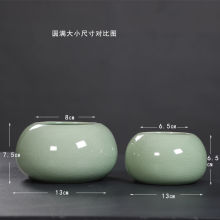 陶瓷开片水培小花盆铜钱草花器小清新容器桌面档次