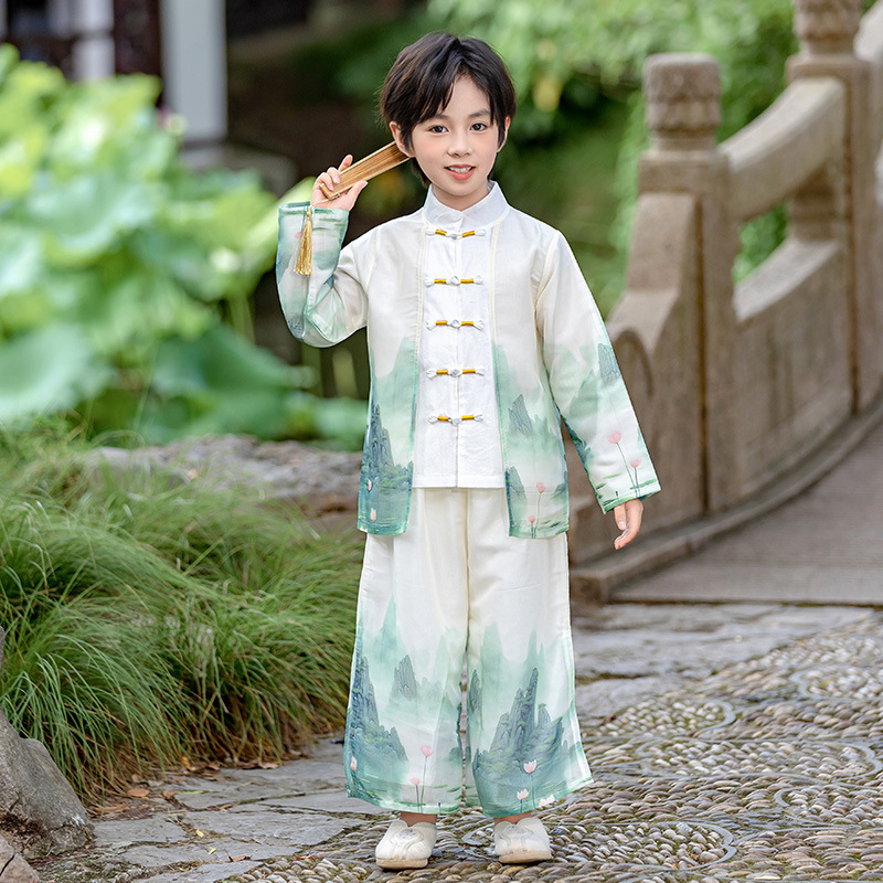 男女童中秋国庆汉服套装新中式宝宝国学唐装表演服春秋长袖汉服|undefined