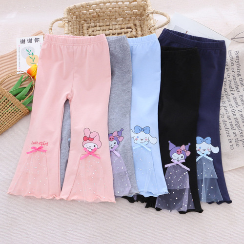 Girls Autumn Clothes New Pants Children's Clothes Leggings Flared Pants Princess Cartoon Print Foreign Trade