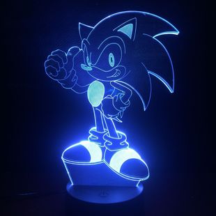 Two-dimensional hedgehog Nissoko game hand-held surrounding seven-color 3d nightlight bedroom electric competition room ornaments to send girlfriends