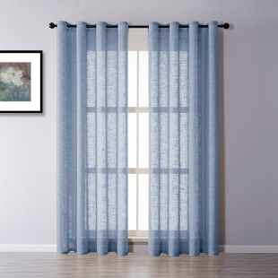 Cross-border exclusive for Amazon slub pattern big belly linen imitation linen window screen fabric Japanese-style Harajuku-style plain yarn curtain