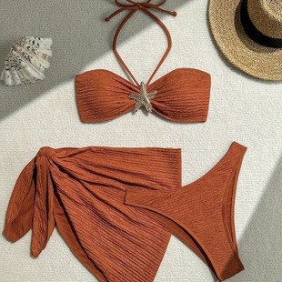 2025 New Cross-Border Foreign Trade Split Swimsuit Female Sexy Hot-Selling Three-Piece Bikini Swimsuit Women's Suit Europe and America