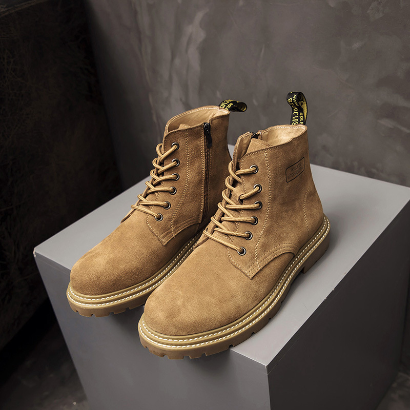 Autumn and Winter New High-Top British Martin Boots Desert Boots Cow Suede Inner Heightening Thick-Soled Retro Men's Leather Boots Autumn and Winter New High-Top British Martin Boots Desert Boots Cow Suede Inner Heightening Thick-Soled Retro Men's Leather Boots