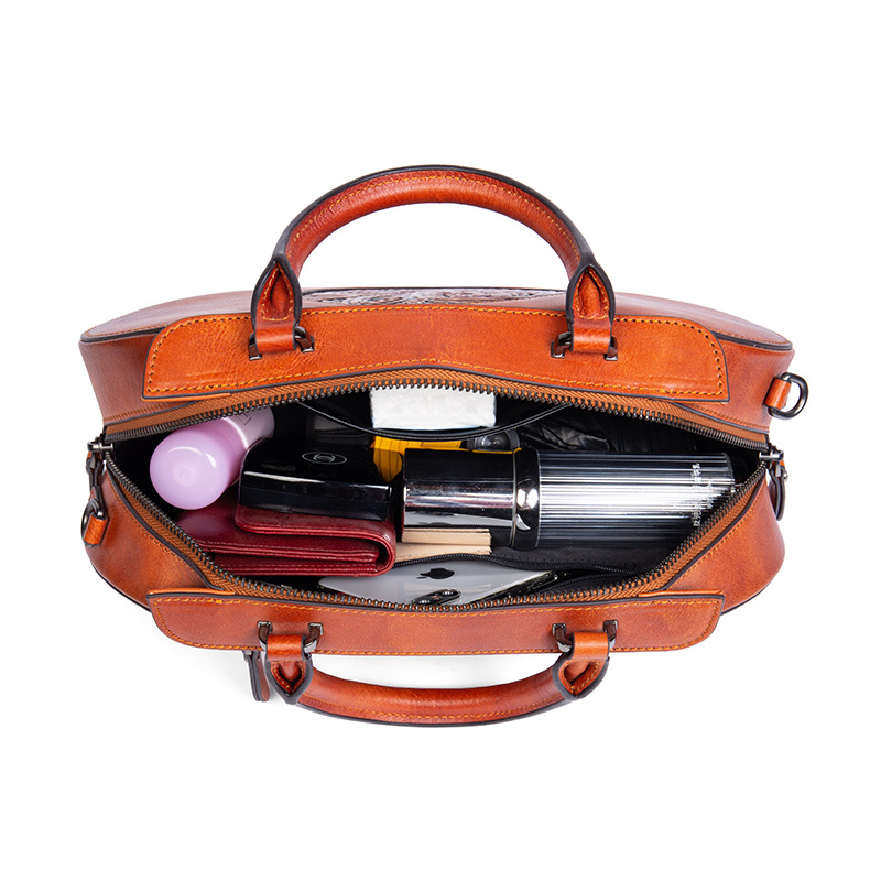 Nuova borsa in stile nazionale, piccola e popolare, borsa in pelle di vacchetta con strato superiore da donna in colore lucido_voghion.com