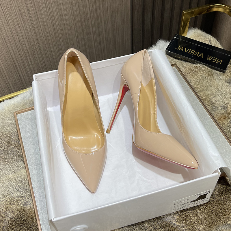 Giày cao gót nữ mũi nhọn họa tiết da báo, gót 12 cm, đế 9 cm — Màu nude (12cm) chi tiết 9