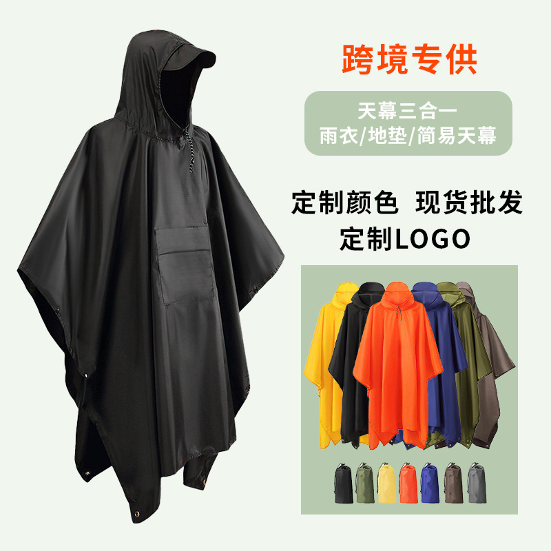 3-in-1 Cape Raincoat Outdoor Canopy Camping Pu Polyester Taffeta Multifunctional Hiking Portable Rain Poncho Outdoor Camping 3-in-1 Cape Raincoat Outdoor Canopy Camping Pu Polyester Taffeta Multifunctional Hiking Portable Rain Poncho Outdoor Camping