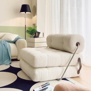 Single Sofa Small Apartment Living Room Tofu Block Taji Sofa Bed Folding Dual-purpose Cream Wind Module Lazy Sofa