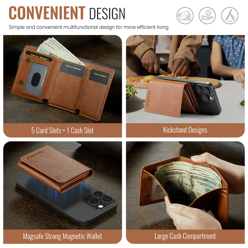 Suitable for Apple 12/13/14/15/16 Mobile Phone Magnetic Card Wallet Card Holder Magsafe Magnetic Ring Pu Leather Suitable for Apple 12/13/14/15/16 Mobile Phone Magnetic Card Wallet Card Holder Magsafe Magnetic Ring Pu Leather