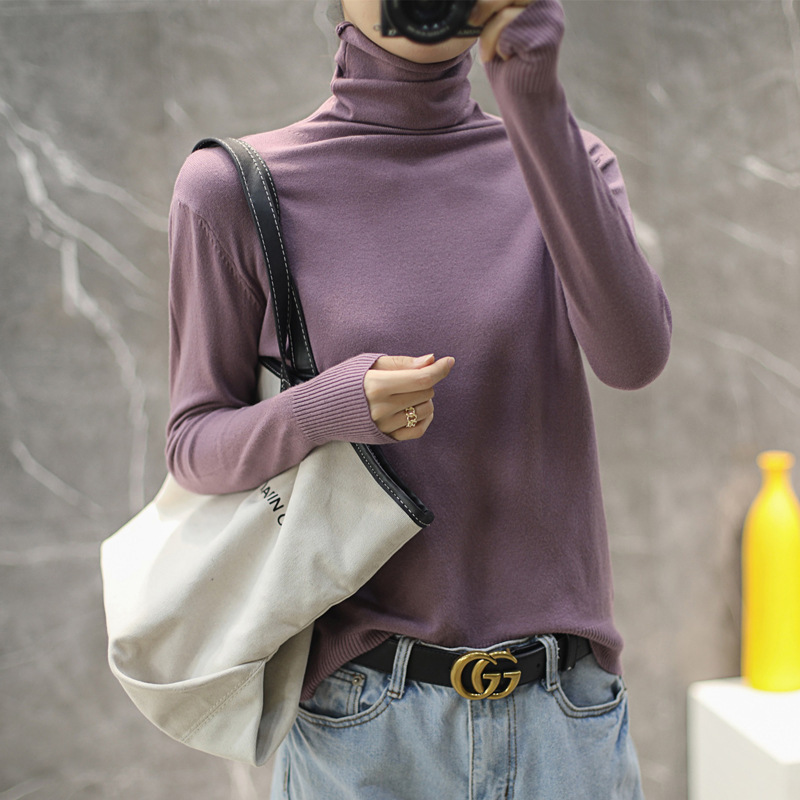 New Style Cardigan Women's Turtleneck Thin Slim Fit Cashmere Bottoming Sweater Knitted Spring, Autumn and Winter Style