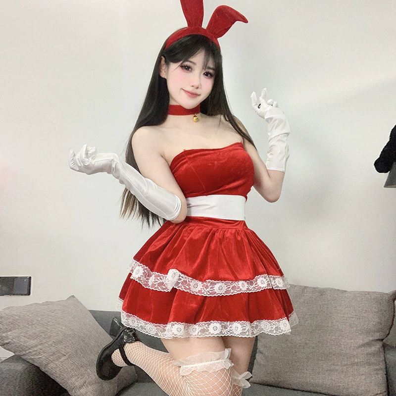 2024 секс нижнее белье кролик девушка униформа соблазнить сексуальный рождественский костюм женский косплей костюм новогодний костюм 344
