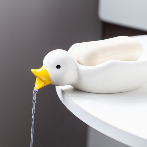 Soap box does not accumulate water. Household cute little duck personalized soap box. Multifunctional punch-free function drain soap box.