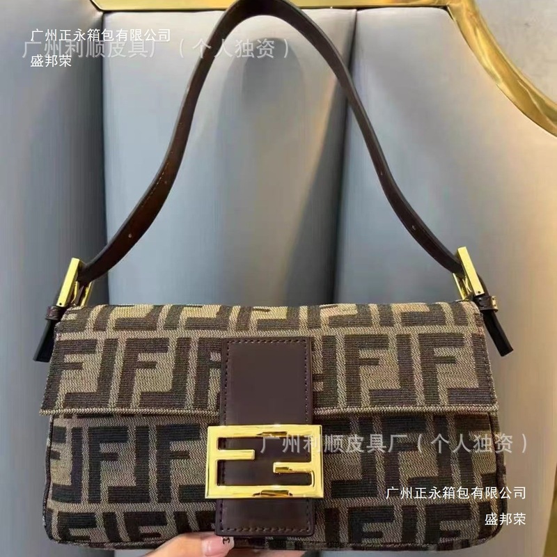 直供跨境货源老花帆布腋下包FF中古法棍包经典百搭女单肩斜挎|undefined