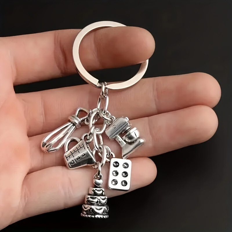 Cross-Border Hot Selling Cooking Keychain Pendant Cake Egg Beater Creative Dessert Key Pendant