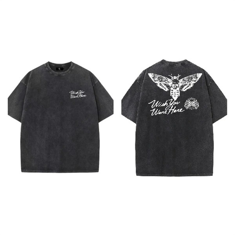 Washed Loose New T-Shirt Retro Export Wolf Pattern Skull Comfortable Stand Independent Men and Women Hot 2025 Amazon