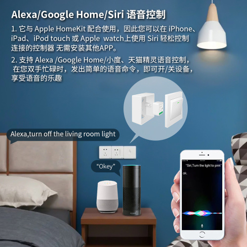 Homekit smart switch mobile phone control voice control Wif cassette switch hidden dual control timing