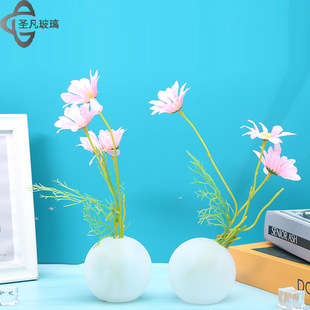 Frosted Glass Vase Ornaments Modern Dining Table TV Cabinet Living Room Flower Arrange Water Care Home Accessories Decorations