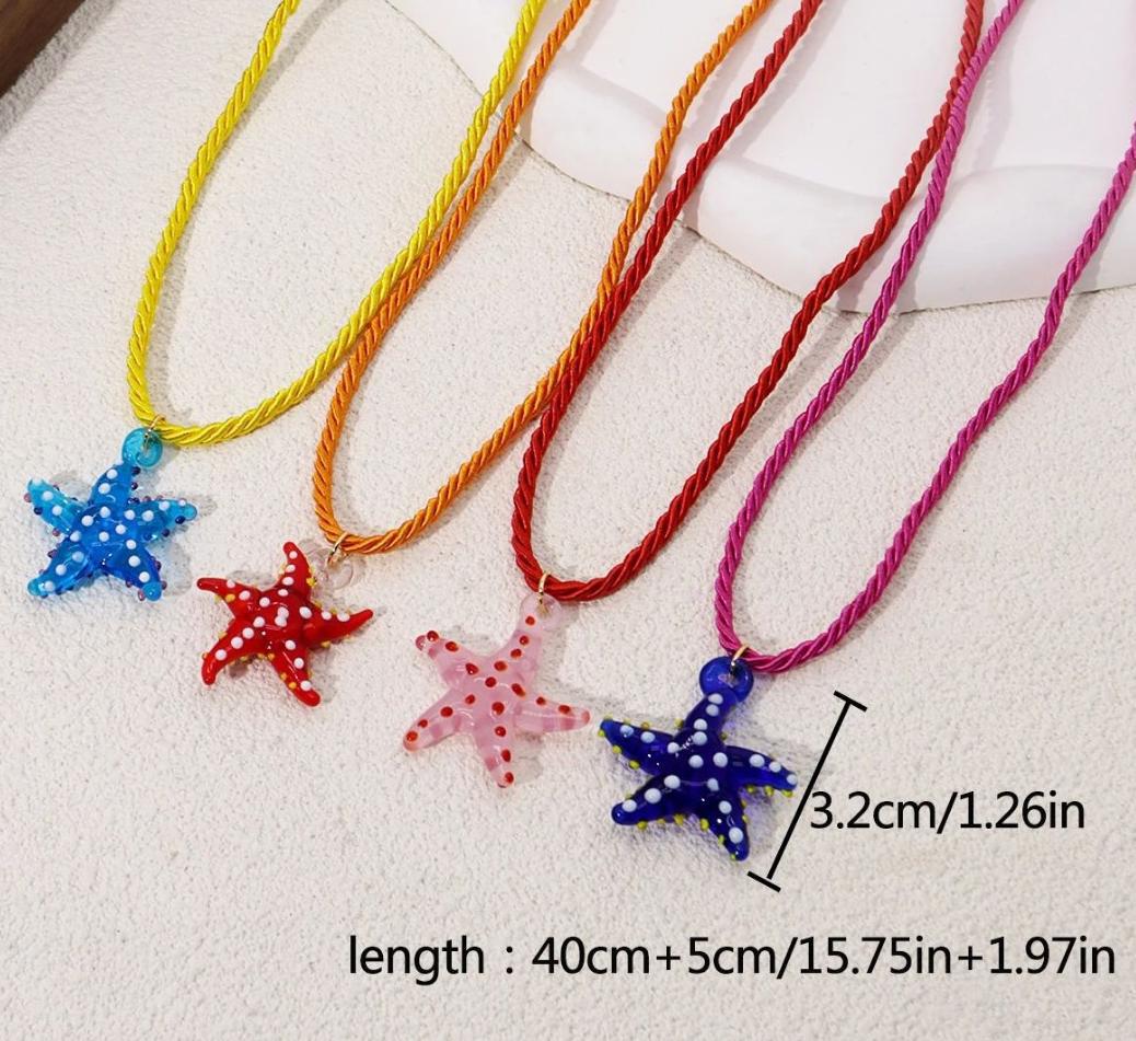 Simple Style Starfish Glass Cord String Pendant Necklaces Wholesale display picture 1