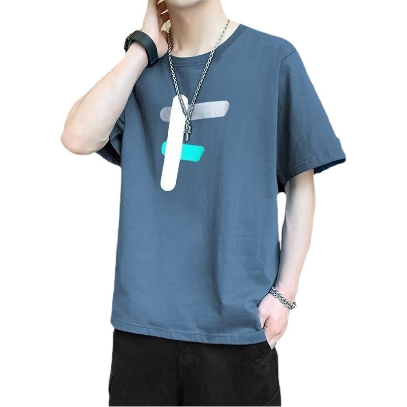 Camiseta de manga corta de moda para hombre 2023 nuevo verano estilo coreano suelta marca de moda para estudiantes cuello redondo casual Boys ins top