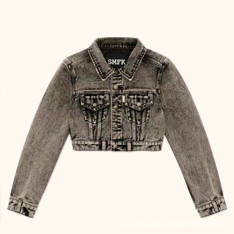 Denim metal classic spring jacket, 2024 years
