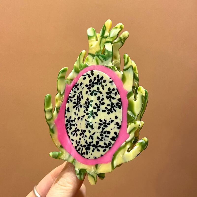 新款醋酸水果抓夹可爱草莓樱桃发夹后脑勺盘发鲨鱼夹头饰发抓发饰|undefined