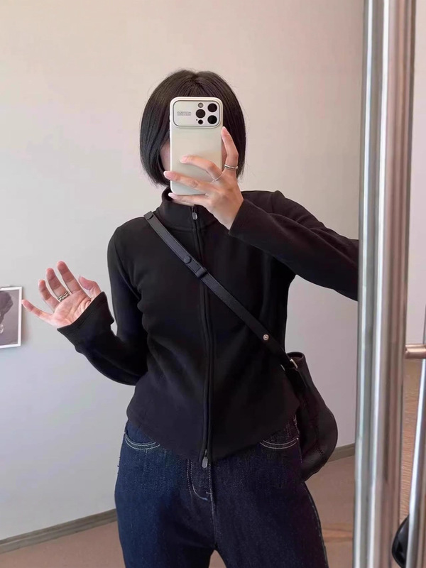 专柜撤回～剪标专柜超显身材！小蛮腰细腻德绒双拉链卫衣外套女|undefined