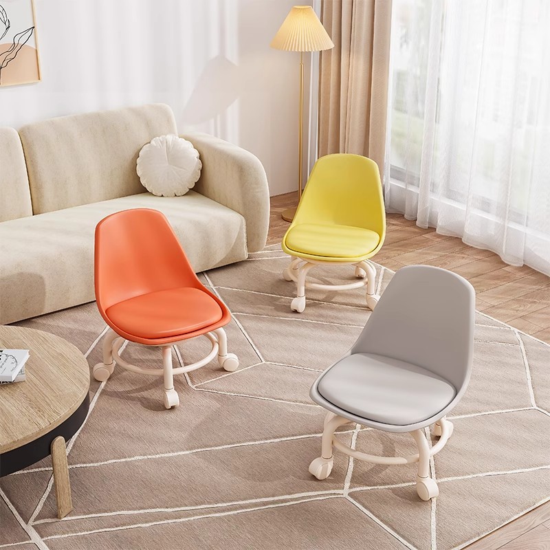 Living Room Pulley Stool Silent Universal Wheel Small Chair Removable New Low Backrest Soft Bag Popular Wheeled Bench