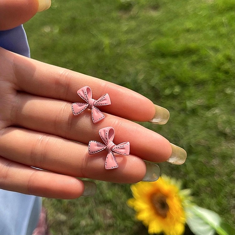 Women'S Gender Stoving Varnish Design Simple Candy Color Small Bow Earrings