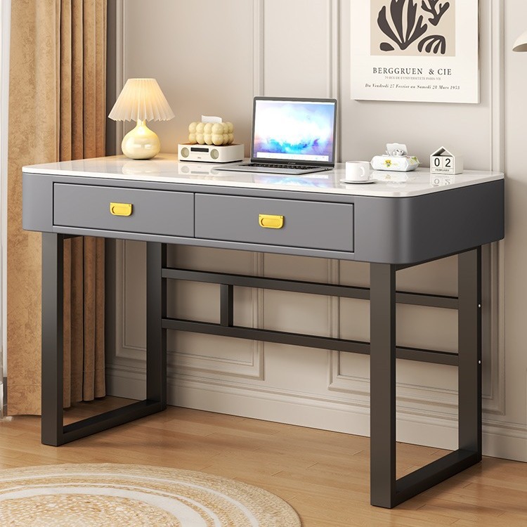 Glass Computer Desk Desktop Office Desk E-Sports Table Home Student Home Bedroom Girls Desk Dresser All in One