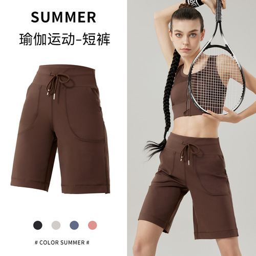 Yoga Five-Pocket Women's Quick-Dry Ass-Lifting Tight Outerwear Fitness Shorts Running and Cycling Pants Sports Shorts