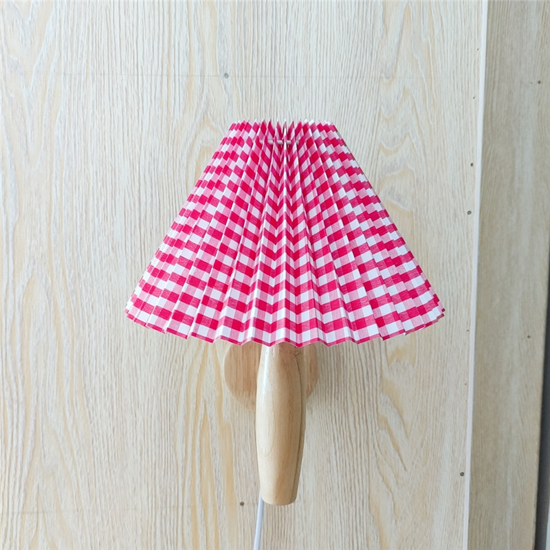 INS estilo pastoral Retro Vintage plisado pétalo tela lámpara de pared de madera estilo pastoral dormitorio lámpara de entrada