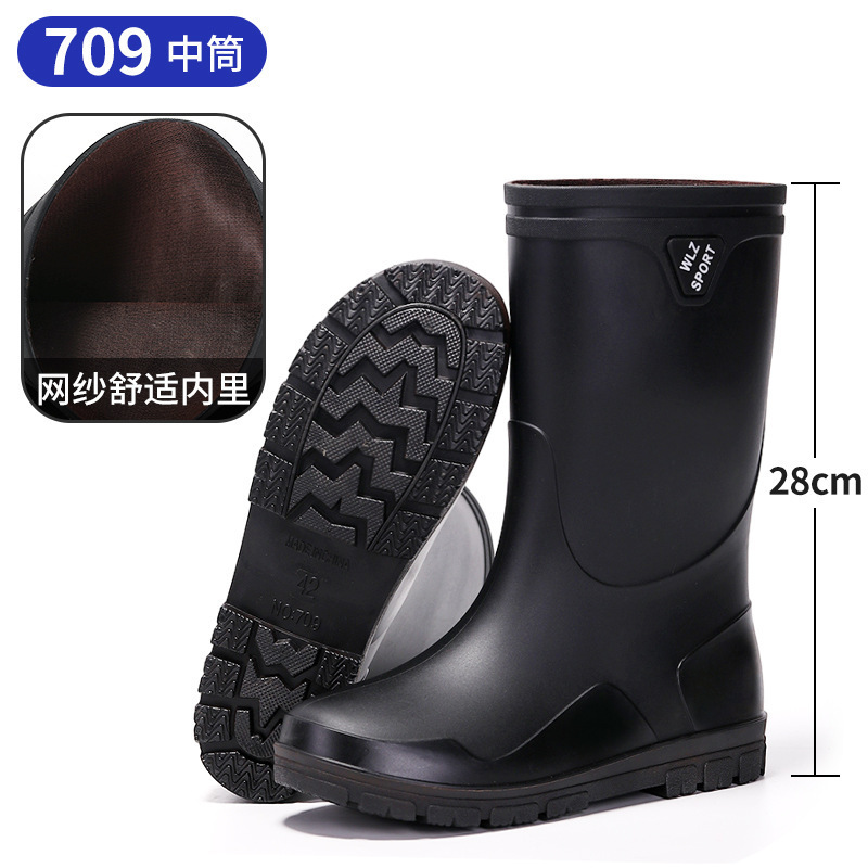 Reflector nocturno de la escuela secundaria baja botas de lluvia para hombres viajes seguros de pesca sitio de construcción de montaña anti-deslizante zapatos de agua zapatos de goma