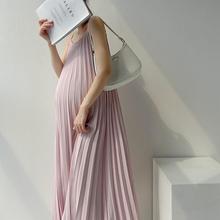 K7X2022夏季新品孕妇装夏装连衣裙宽松显瘦百褶雪纺裙韩版吊带长