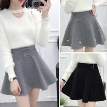 UNMUN秋冬女士加厚毛呢半身裙 百搭加大码女生防走光高腰A字短裤
