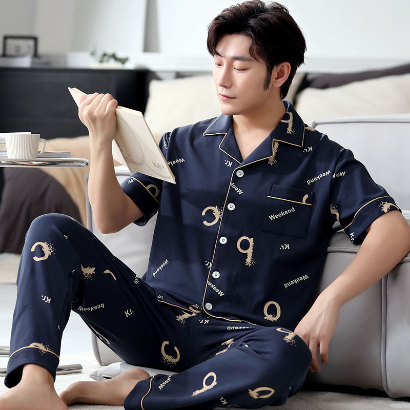 Pijamas de hombre verano 100% algodón pantalones de manga corta más el tamaño de los hombres de verano Delgado al aire libre homewear