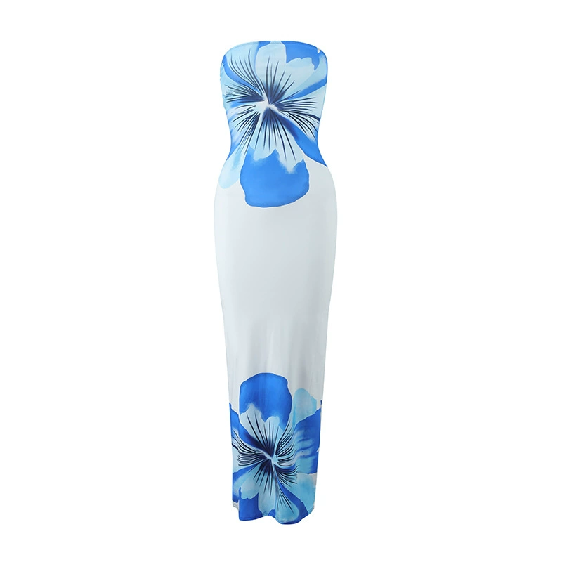 Платье-футляр на бюстье длиной макси, ткань Milk Silk 83% Polyester 17% Elastane, летний европейский стиль