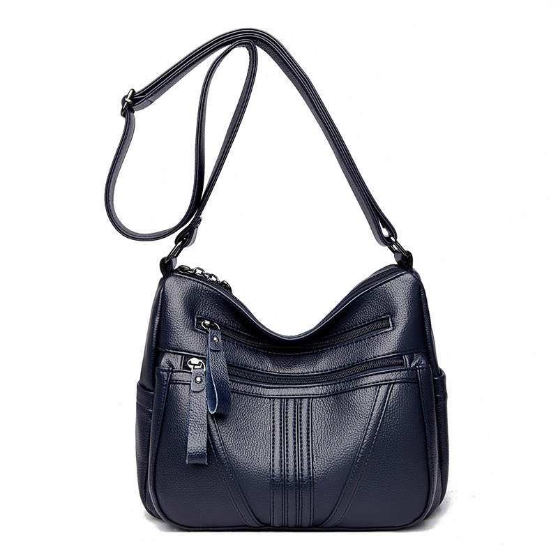 2024 Genuine Leather Women's Bag - Trendy Minimalist Shoulder & Crossbody Bag, Large Capacity Commuter Tote, Contrast Color Crescent Bag - Thumbnail 8