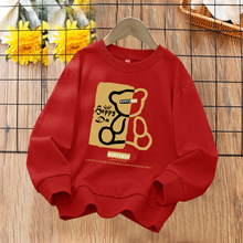 厂家直销2023新款儿童卫衣时髦上衣酷帅洋气男孩加绒加厚秋冬装